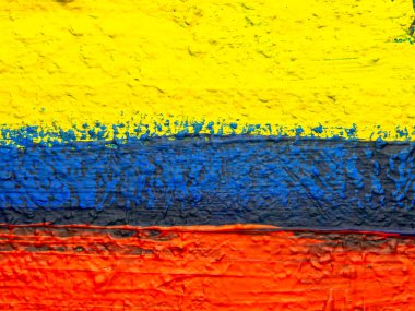 Kolombiya 'nın fırça boyalı bayrağı. Kolombiya 'nın el yapımı bayrağı.