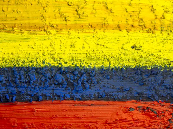 Kolombiya 'nın fırça boyalı bayrağı. Kolombiya 'nın el yapımı bayrağı.