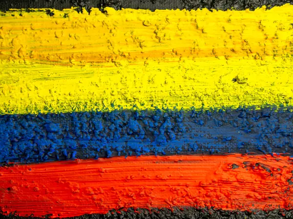 Kolombiya 'nın fırça boyalı bayrağı. Kolombiya 'nın el yapımı bayrağı.