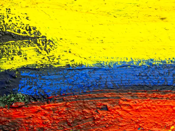 Kolombiya 'nın fırça boyalı bayrağı. Kolombiya 'nın el yapımı bayrağı.