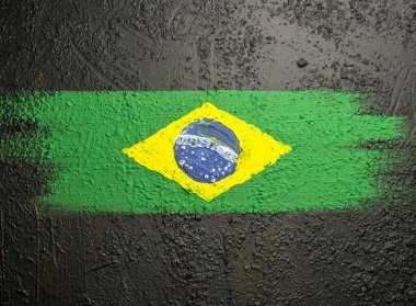 Brezilya 'nın fırça boyalı bayrağı. Brezilya 'nın el yapımı bayrağı.