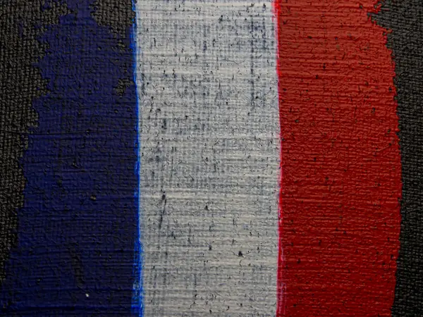 Fransa 'nın fırça boyalı bayrağı. Fransa 'nın el yapımı bayrağı.