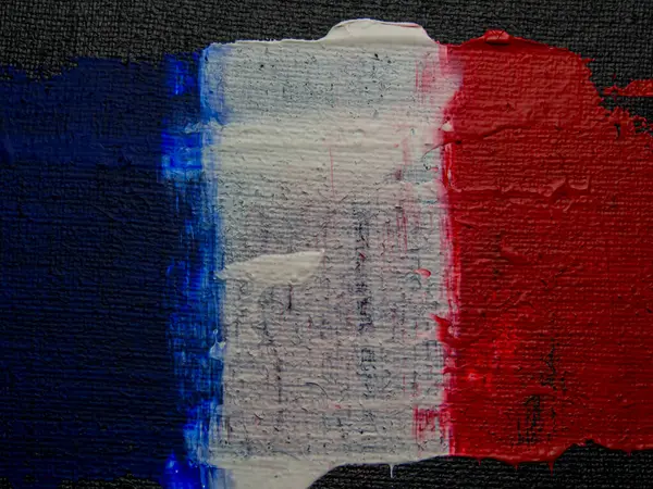 Fransa 'nın fırça boyalı bayrağı. Fransa 'nın el yapımı bayrağı.