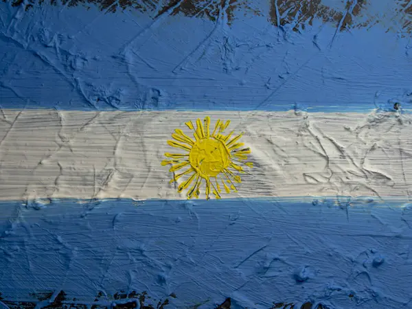 Arjantin 'in fırça boyalı bayrağı. Arjantin 'in el yapımı bayrağı.