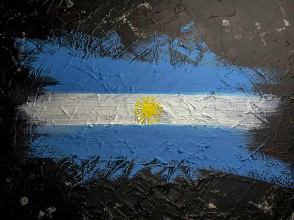 Arjantin 'in fırça boyalı bayrağı. Arjantin 'in el yapımı bayrağı.