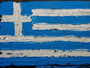 Yunanistan 'ın fırça boyalı bayrağı. Yunanistan 'ın el yapımı bayrağı.