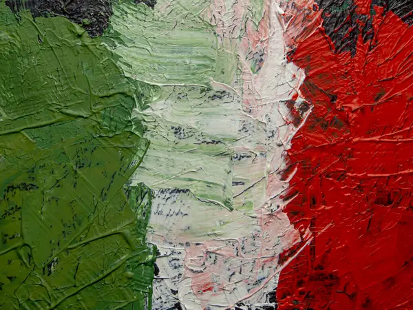 İtalya 'nın fırça boyalı bayrağı. İtalya 'nın el yapımı bayrağı.