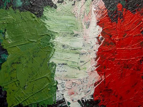 İtalya 'nın fırça boyalı bayrağı. İtalya 'nın el yapımı bayrağı.