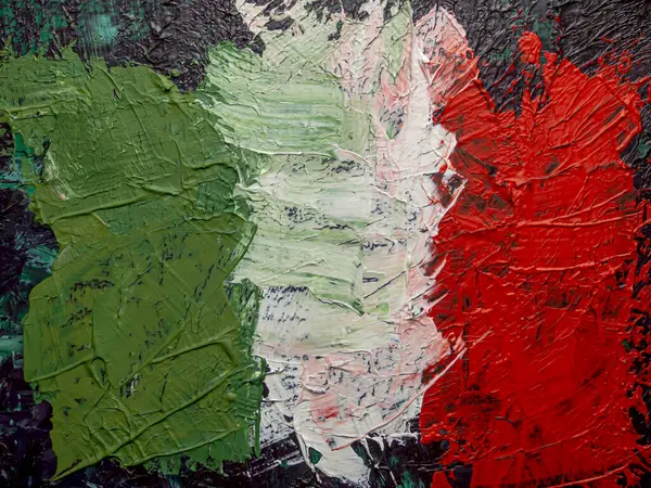 İtalya 'nın fırça boyalı bayrağı. İtalya 'nın el yapımı bayrağı.