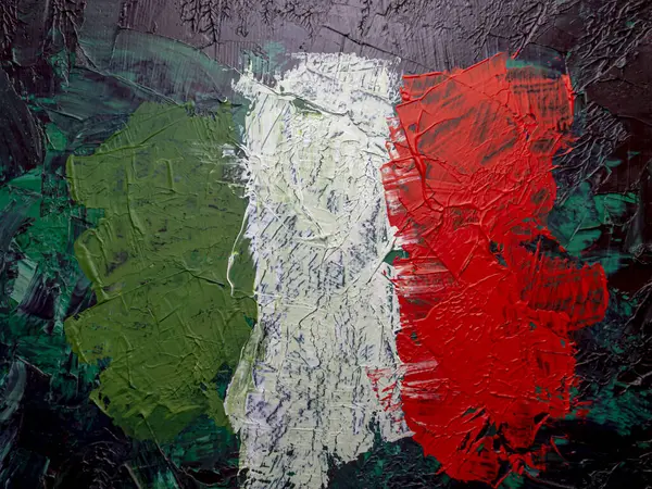 İtalya 'nın fırça boyalı bayrağı. İtalya 'nın el yapımı bayrağı.