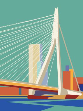Rotterdam, Hollanda şehri, şehir manzaralı. Rotterdam Köprüsü.
