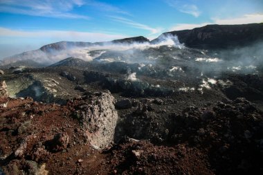 Close up of the crater of Mount Slamet. the highest mountain crater in Central Java, Indonesia clipart