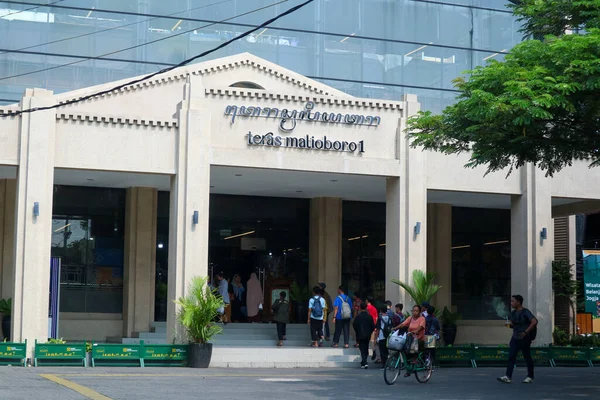 stock image Yogyakarta, Indonesia - March 20, 2023: People of tourist walking around Teras Malioboro in the morning