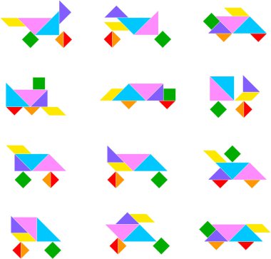 Yaratıcı tangram arazi taşıma seti