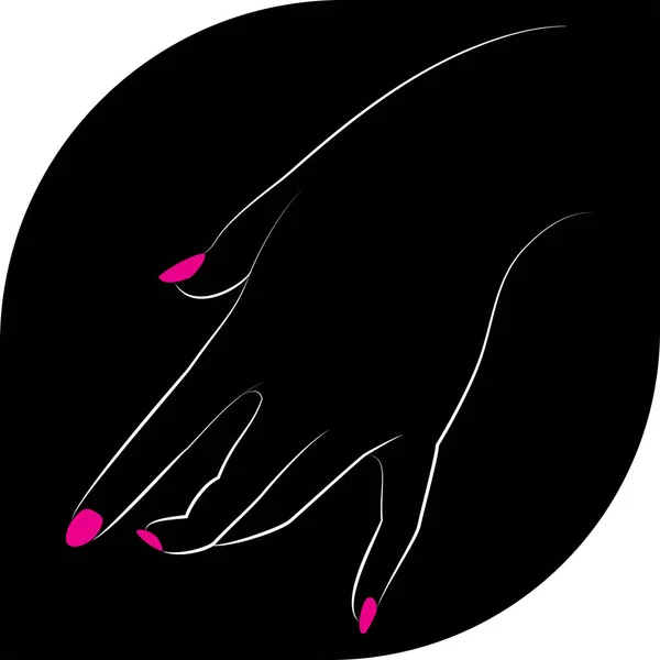 Линейная Иллюстрация Женской Руки Черном Фоне — стоковый вектор