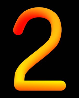 Erimiş metal ve siyah arkaplanda 2 numara.