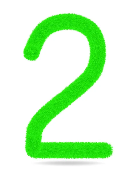 Numéro Couleur Verte Mignon Poilu Fond Blanc Ombre — Image vectorielle