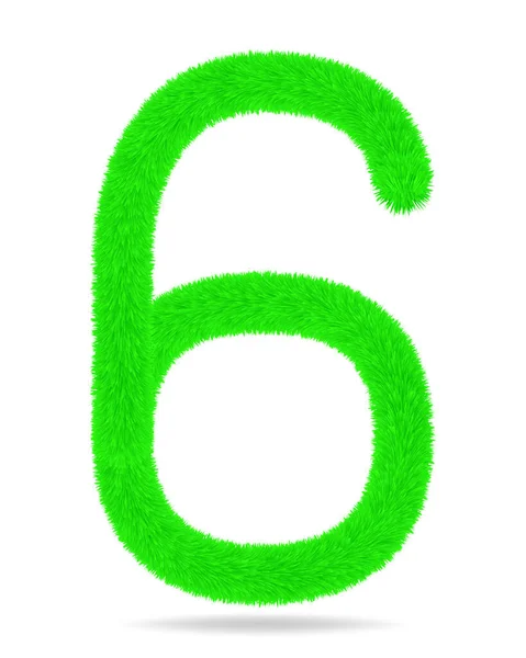 Νούμερο Πράσινο Χρώμα Χαριτωμένο Και Τριχωτό Λευκό Φόντο Και Σκιά — Διανυσματικό Αρχείο