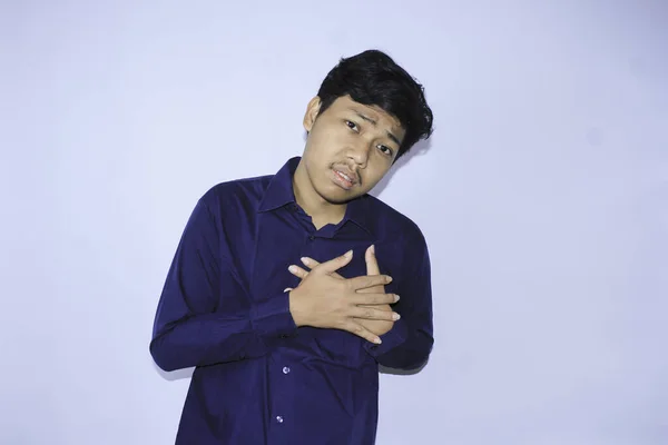 Ataque Corazón Oficinista Asiático Sosteniendo Pecho Sufriendo Dolor Cardíaco Causado — Foto de Stock