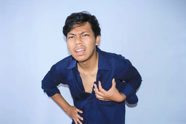 Surpris Asiatique Jeune Homme Affaires Est Confondu Avec Les Mains — Photo