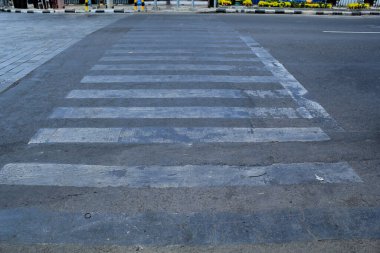 Şehir caddesinin boş zebra geçidi