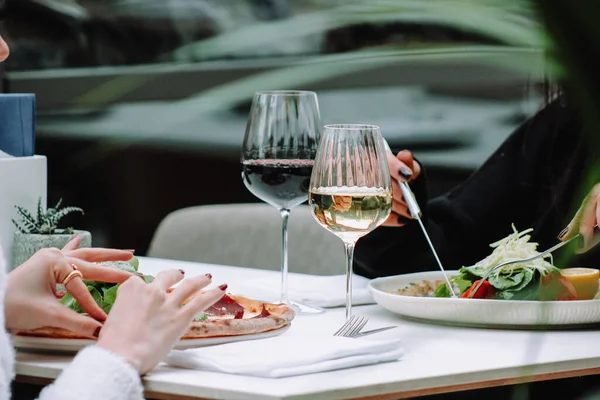 couple with wine in restaurant, original photoset