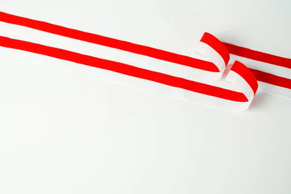 Κορδέλα Κόκκινη Και Λευκή Σημαία Της Ινδονησίας Ημέρα Ανεξαρτησίας Αυγούστου — Φωτογραφία Αρχείου
