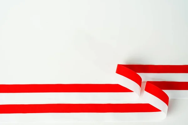 Wstążka Czerwono Biała Flaga Niepodległości Indonezji Sierpnia Kocham Indonezję Odizolowany — Zdjęcie stockowe