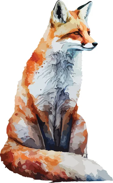 Colored Fox Vector Print Illustration — Stock Vector