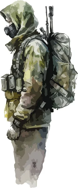 Färgad Militär Vektor Tryck Illustration — Stock vektor