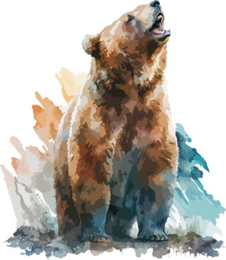 Colored Bear Vector, Print, Illustration clipart