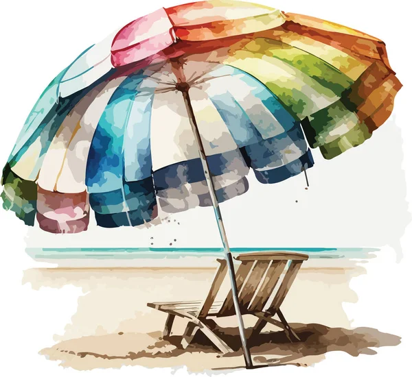 Colored Beach Vector Print Illustration — Stock Vector