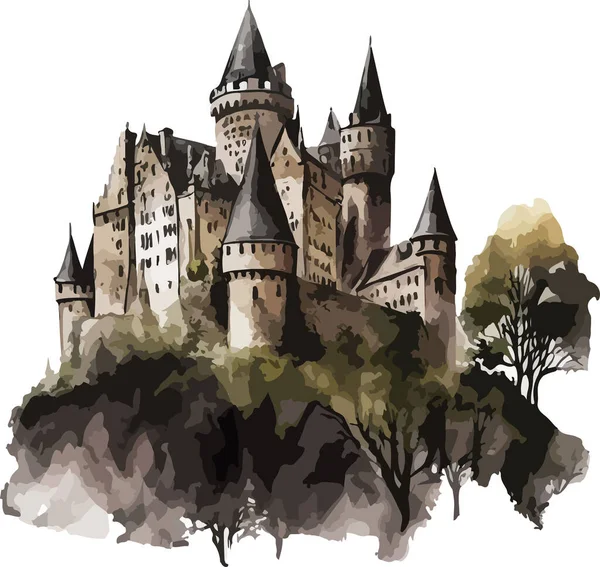 Farbige Burg Vektor Druck Illustration — Stockvektor