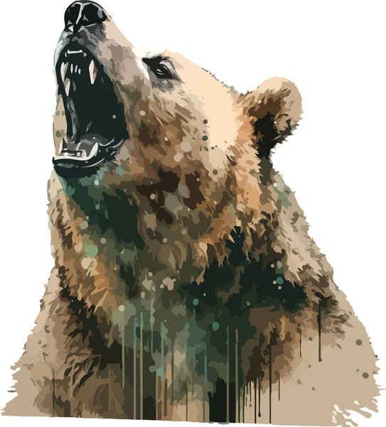 Colored Bear Vector Print Illustration — Stock Vector