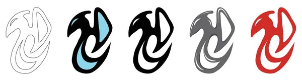 Набор Стилизованных Племенных Драконов Символ Года Векторное Изображение Подходит Татуировки — стоковый вектор