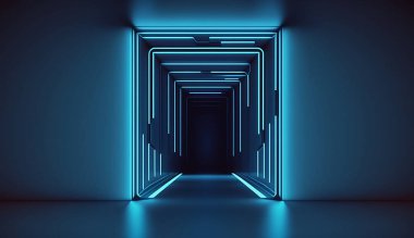 Soyut mavi neon satırları arka plan 