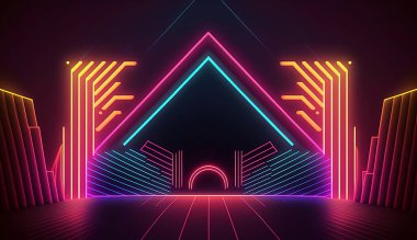 Retro neon ışık çerçevesi arkaplanı
