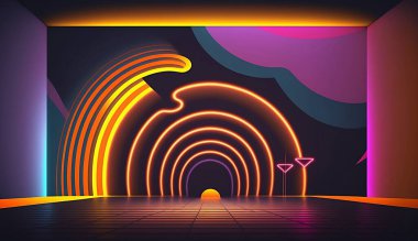 Retro neon ışık çerçevesi arkaplanı