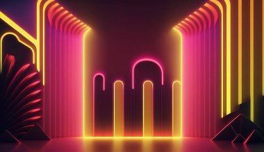 Retro neon ışık çerçevesi arkaplanı
