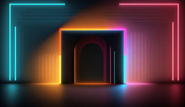 Retro Neonové Světlo Rám Pozadí — Stock fotografie