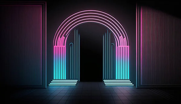Retro Neon Light Frame Hintergrund — Stockfoto