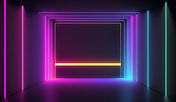 Retro Neon Light Frame Background — 图库照片