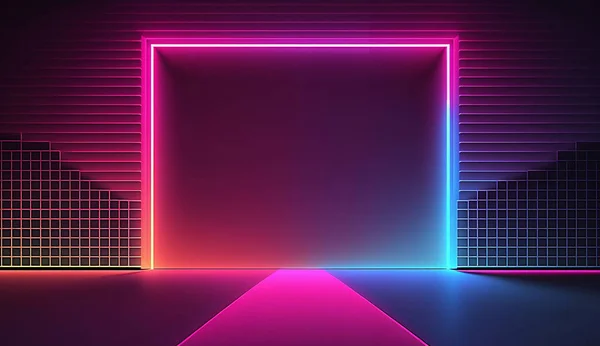 Retro Neon Light Frame Background — 图库照片