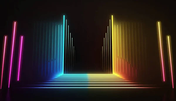 Retro Neon Licht Frame Achtergrond — Stockfoto