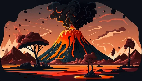 Έκρηξη Λάβας Από Ηφαίστειο — Φωτογραφία Αρχείου