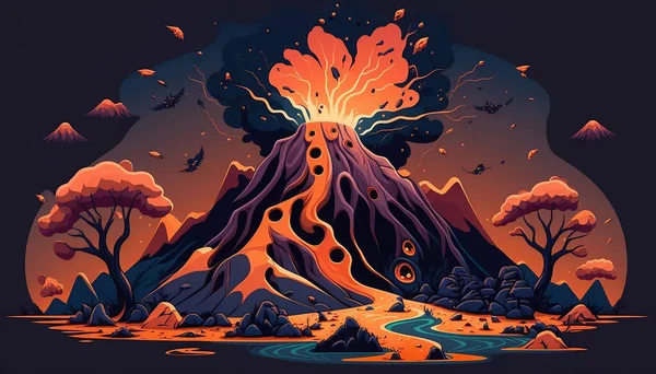 Έκρηξη Λάβας Από Ηφαίστειο — Φωτογραφία Αρχείου