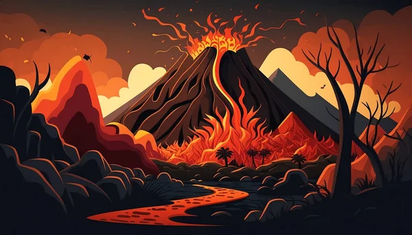 Извержение Лавы Вулкана — стоковое фото