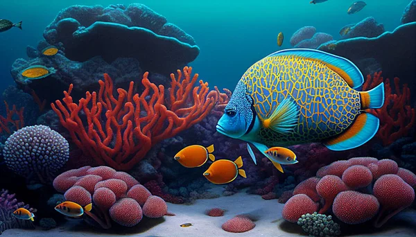 Mořské Pozadí Tropickými Rybami Korálovými Útesy — Stock fotografie