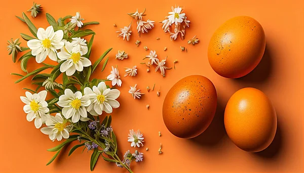 stock image Easter eggs on orange background