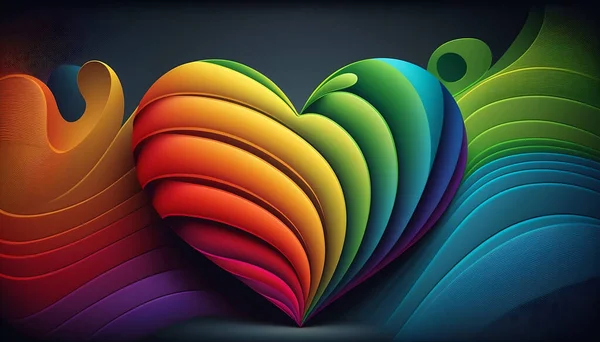 Coração Colorido Brilhante Fundo Escuro — Fotografia de Stock